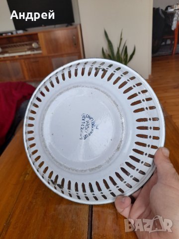 Стара емайлирана чиния,фруктиера #2, снимка 4 - Антикварни и старинни предмети - 34580680