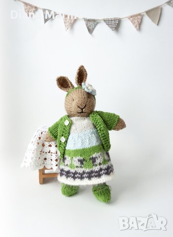 Зайче с рокля, детска играчка ръчна изработка, плетени играчки, подарък за дете, плетено зайче , снимка 3 - Други - 43143936
