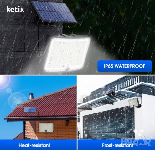 Комплект соларни прожектора,202 LED, снимка 3 - Лед осветление - 48501387