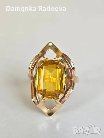 Златен пръстен с Цитрин 14 карата,проба 585, снимка 15 - Пръстени - 47891042