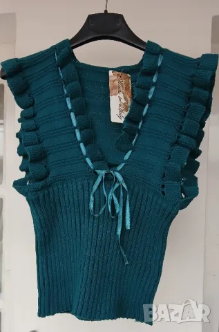 Стилно плетено елече., снимка 4 - Блузи с дълъг ръкав и пуловери - 48522275