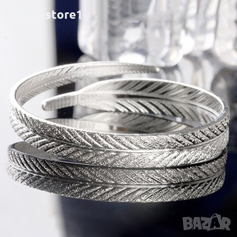 Сребърна гривна 999 - Перо Код: BGRX132, снимка 4 - Гривни - 33682265