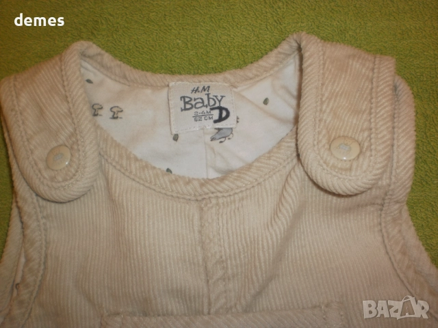 Бебешки гащеризан Н&М от кадифе, ръст 62, снимка 12 - Панталони и долнища за бебе - 52014305