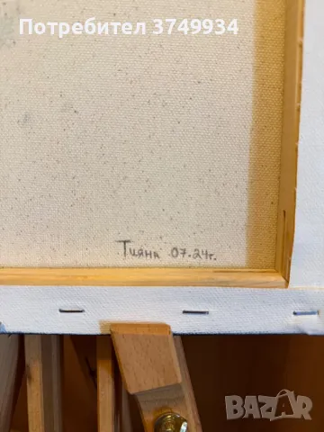 Българска картина маслени бои върху платно “Нощно езеро”, снимка 4 - Картини - 50024806