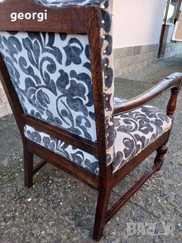 Дъбов стол кресло масив с дърворезба , снимка 3 - Столове - 43667308