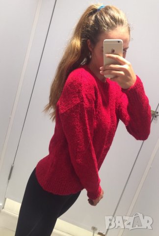 Страхотен мек пуловер в червен цвят бордо, снимка 1