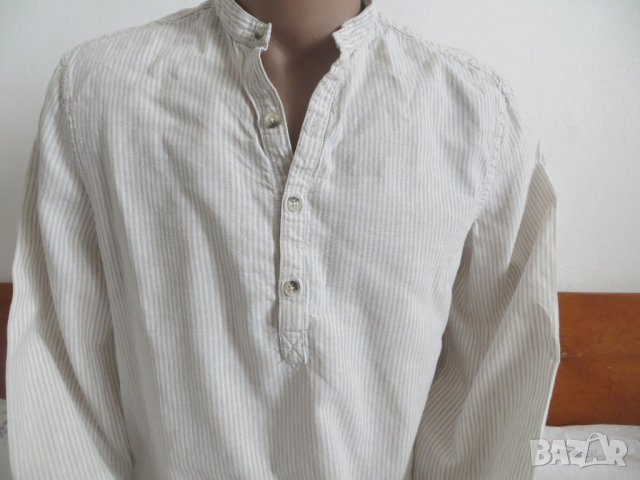 Мъжка риза с права яка от лен H&M, снимка 2 - Ризи - 21072276