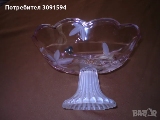  Купа бонбониера овална кристало двуцветно стъкло , снимка 4 - Аксесоари за кухня - 48068986