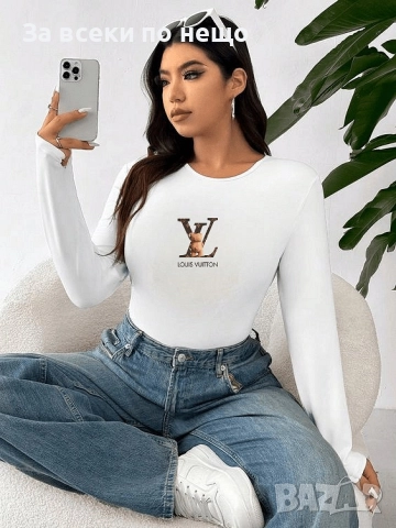 Louis Vuitton Дамска Бяла Блуза С Дълъг Ръкав Код LFS644