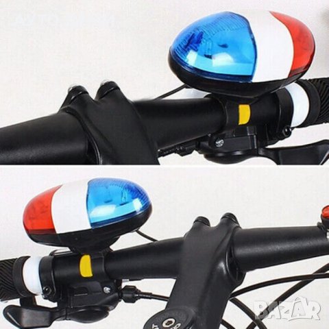 **ТОП** Светеща в два цвята полицейска сирена с 2 режима за велосипед колело мотопед скутер триколка, снимка 3 - Аксесоари за велосипеди - 33009407