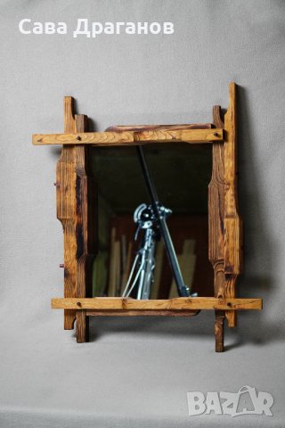 Дървена рамка с огледало, снимка 2 - Огледала - 36689967