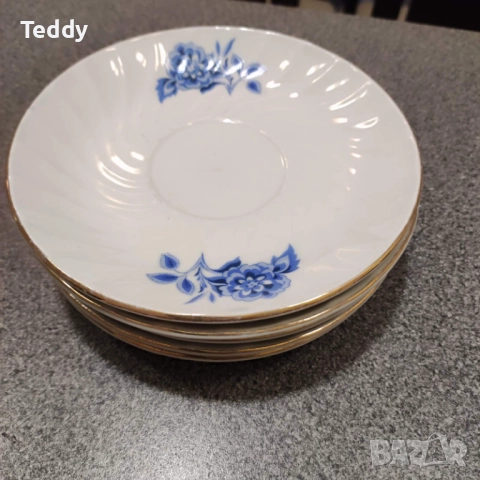 Чинийки, стар български порцелан, 5 броя, снимка 4 - Антикварни и старинни предмети - 51966979