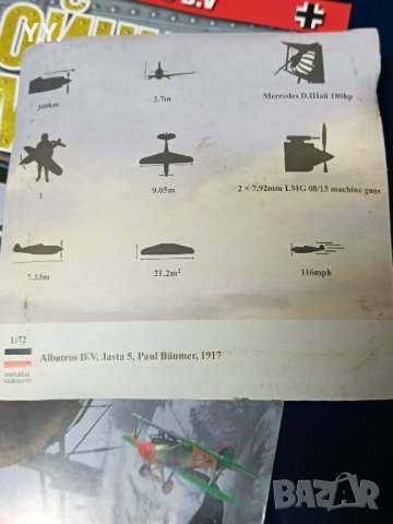Модел на боен самолет Albatros D.V ,Jasta 5, снимка 2 - Колекции - 43746364