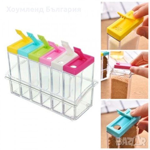 Кутии за подправки 6в1 солнички - органайзер за кухня, снимка 1 - Форми - 26800735