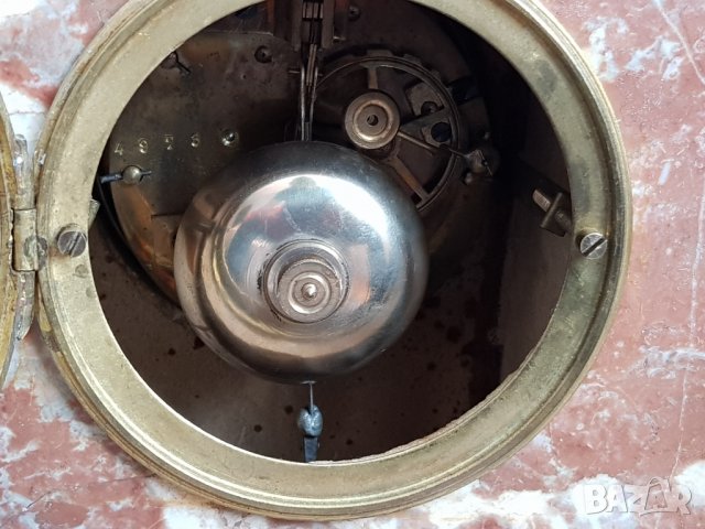 Комплект античен мраморен каминен часовник с два свещника, снимка 11 - Антикварни и старинни предмети - 33184199