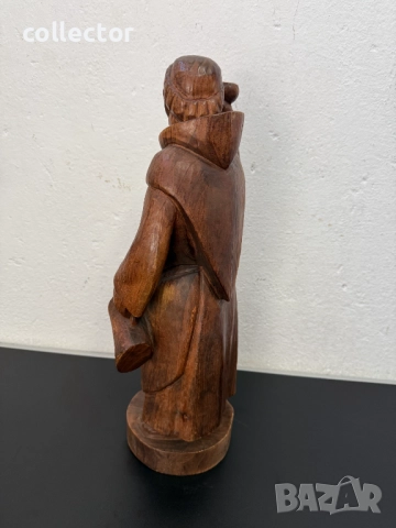 Френска ръчно резбована  статуя на пиещ монах. №7516, снимка 7 - Антикварни и старинни предмети - 52127169