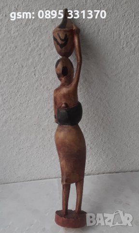 висока 35 см дървена фигура, жена, дърворезба, дърво, пластика, снимка 7 - Статуетки - 39516745