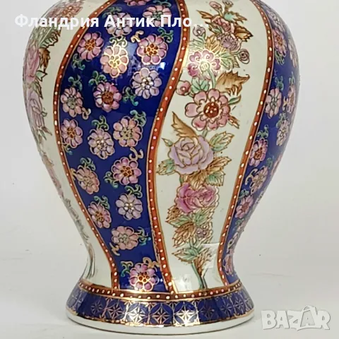 Китайска ръчно рисувана ваза с капак , снимка 3 - Вази - 38122558