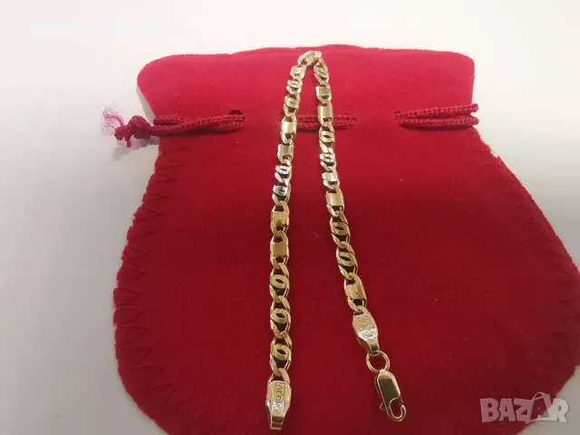 Златна гривна плътна 1, снимка 3 - Гривни - 49448879