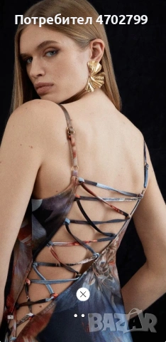 Karen Millen Petite Lily printed tie up maxi dress Size XS, снимка 3 - Рокли - 53028745