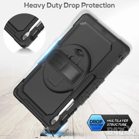 Калъф SEYMAC за Samsung Galaxy Tab S10 FE+ Plus 13.1 инча 2025 SM-X620 X626 X626B, черен, снимка 6 - Таблети - 50595459