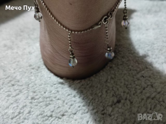 Сребърно колие и обеци Сваровски Архи Аурора Бореалис и гривна за крак, снимка 10 - Бижутерийни комплекти - 39061378