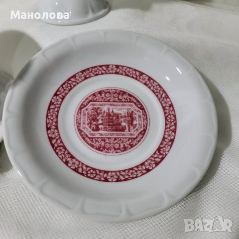 Две порцеланови чаши за кафе без дръжки в комплект с чинийки Heinrich & Co., снимка 4 - Сервизи - 43334815