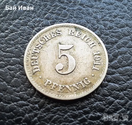 Стара монета 5 пфенига 1911 г.буква  F - Германия- топ цена !, снимка 7 - Нумизматика и бонистика - 39782222