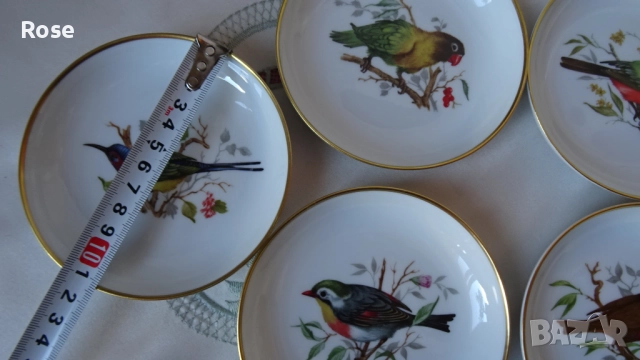 Винтидж! Комплект от шест чинийки с птици - Furstenberg , снимка 6 - Декорация за дома - 51781632