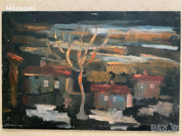 ПЕТЪР ПЕНЧЕВ масло абстракт пейзаж, снимка 5 - Картини - 53122825