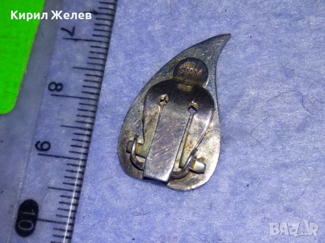 СТАРИННА СЪРЦЕВИДНА СРЕБЪРНА РЪЧНО ОРНАМЕНТИРАНА АВТОРСКА КЛИПС ОБЕЦА СРЕБРО SIAM 800 с НИЕЛО 22011 , снимка 3 - Антикварни и старинни предмети - 40762030