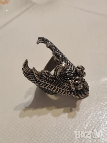 Сребърен пръстен Орел Проба 925, снимка 4 - Пръстени - 52540497