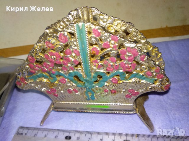 Стара РУСКА СССР МЕТАЛНА ФЛОРАЛНО ОРНАМЕНТИРАНА НАСТОЛНА ПОСТАВКА За ПИСМА БЕЛЕЖКИ САЛФЕТКИ 41345, снимка 12 - Антикварни и старинни предмети - 43828016