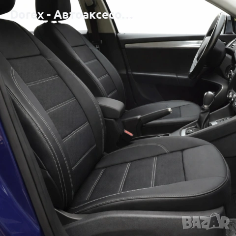 Комплект Универсална Тапицерия King Leather от еко кожа за предни и задни седалки – черни, перфорира, снимка 2 - Аксесоари и консумативи - 53607345