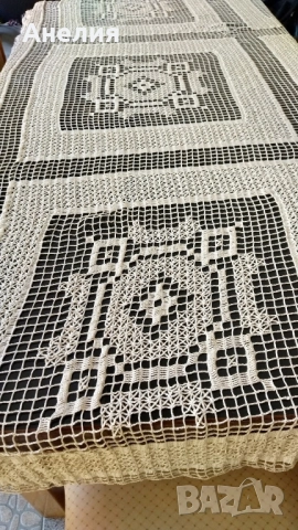 Покривка много голяма ръчно изплетена , снимка 2 - Покривки за маси - 52099758