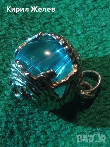 СТАР ПОСРЕБРЕН КРИСТАЛЕН БЕЛ ЕПОК АРТ ПЕНДАНТ МЕДАЛЬОН с ВЕНЕЦИАНСКО СТЪКЛО ТОПЧЕ МУРАНО 20806, снимка 2 - Антикварни и старинни предмети - 35642405