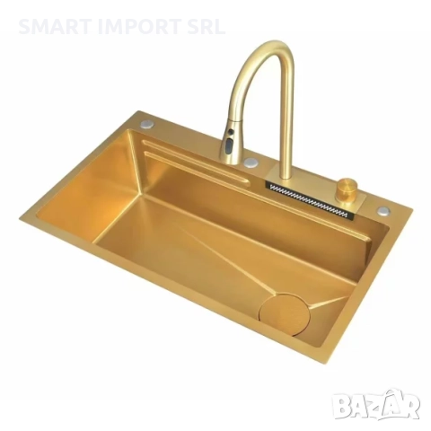 Многофункционална мивка Smart Heater Gold, 75х46 см, изтеглящ се душ, снимка 2 - Мивки - 51995324