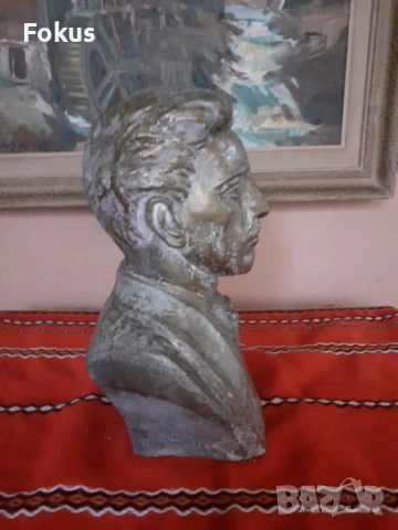 Страхотен бюст на Васил Левски от лят бетон с цвят бронз, снимка 5 - Антикварни и старинни предмети - 53268586