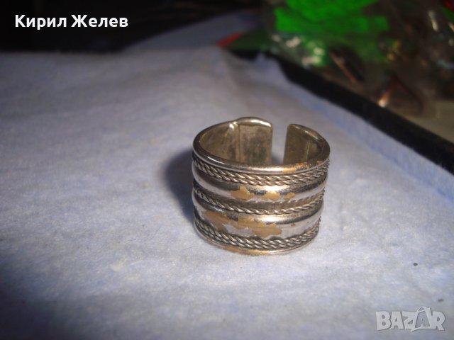 СТАР ОРНАМЕНТИРАН ПОСРЕБРЕН МЕСИНГОВ РЕТРО АРТ ПРЪСТЕН РЕГУЛИРУЕМ 24352, снимка 4 - Антикварни и старинни предмети - 37419898