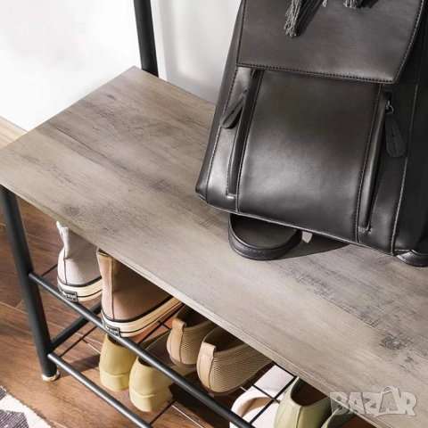 Закачалка за дрехи с пейка за обувки, височина 175 см, снимка 5 - Етажерки - 53145306