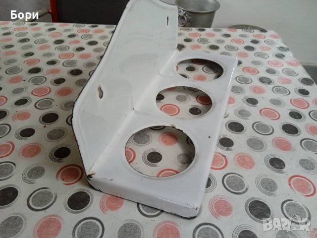 Стара емайлирана поставка за буркани,бутилки, снимка 4 - Други ценни предмети - 38164117