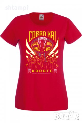 Дамска тениска Cobra Kai karate,Филм,Игра,superhero,Изненада,Подарък,Повод,, снимка 4 - Тениски - 37727910