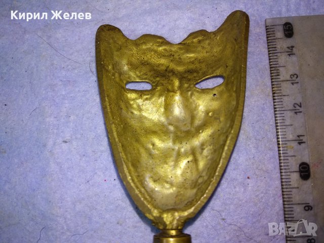 Стара АЗИАТСКА ФОЛКЛОРНА ТРАДИЦИОННА БРОНЗОВА МАСКА ЦВЕТЕН ЕМАЙЛ РЪЧНА ХУДОЖЕСТВЕНА ИЗРАБОТКА 42692, снимка 9 - Декорация за дома - 43951795