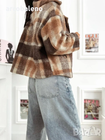 Дамско преходно карирано късо яке, 5цвята , снимка 6 - Якета - 53206036
