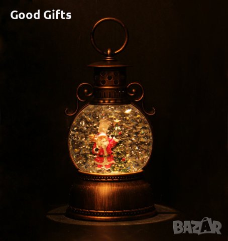 Музикален коледен фенер с Дядо Коледа и елха, снимка 3 - Декорация за дома - 43089739