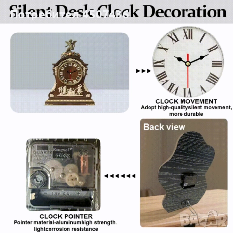 2D Плосък Европейски Стил Дървен Часовник, Тих, Работи на Батерии , снимка 2 - Декорация за дома - 52910812
