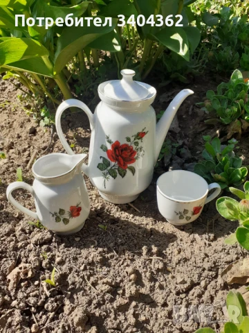 Български порцелан троен сет роза маркировка