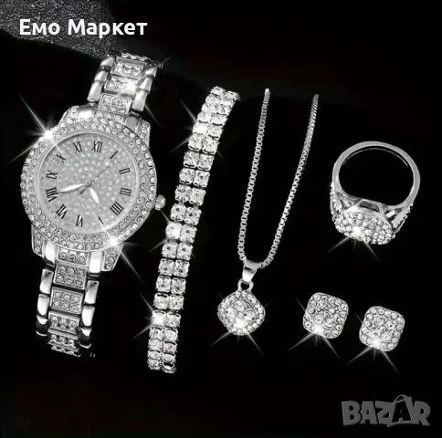 Дамски часовник сребърен с камъни 6 части, снимка 2 - Дамски - 50090021