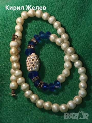 СТАРО ЕЛЕГАНТНО ПЕРЛЕНО ВИНТИДЖ АРТ КОЛИЕ с ИСКРЯЩИ ФАСЕТИРАНИ КРИСТАЛИ и НУЖДА от ЗАКОПЧАЛКА 47315, снимка 10 - Колиета, медальони, синджири - 47282814