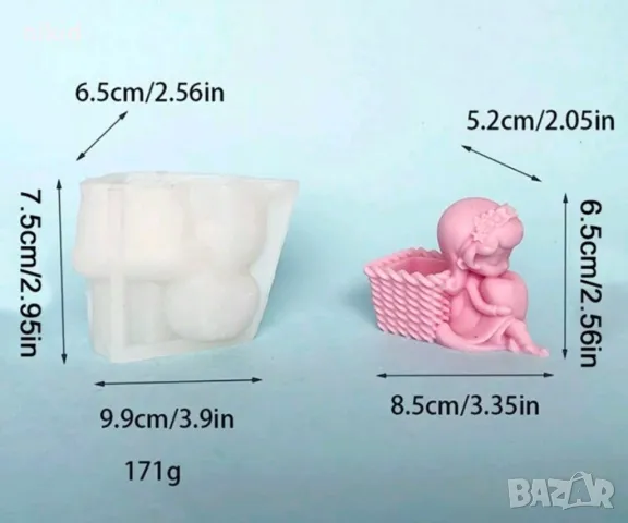 3D момиче момиченце със сърце ❤  кашпа саксия моливник силиконов молд форма калъп гипс смола декор, снимка 2 - Форми - 49215451